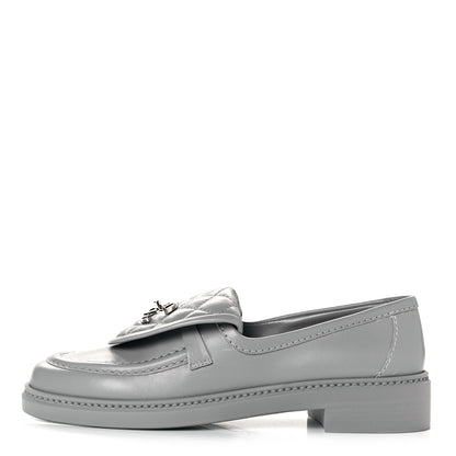 Chanel Lambskin Quilted CC Turnlock Loafers 36.5 Grey 1 of 9