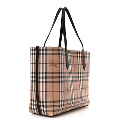 Burberry Grainy Calfskin Haymarket Check Medium Reversible Tote Black 4 of 17