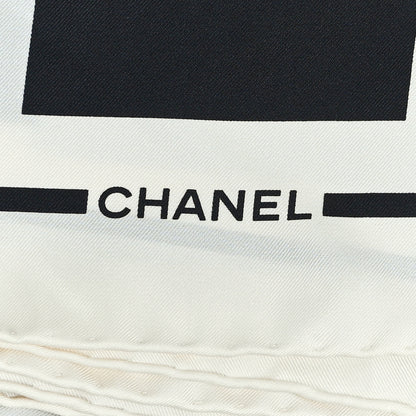 Chanel Silk CC Checkered Square Scarf  Black Ecru 2 of 3