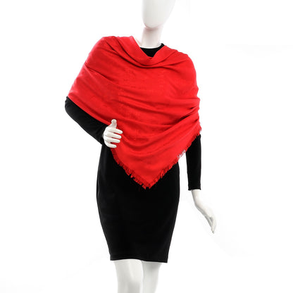 Louis Vuitton Silk Wool Monogram Shawl Red 2 of 5