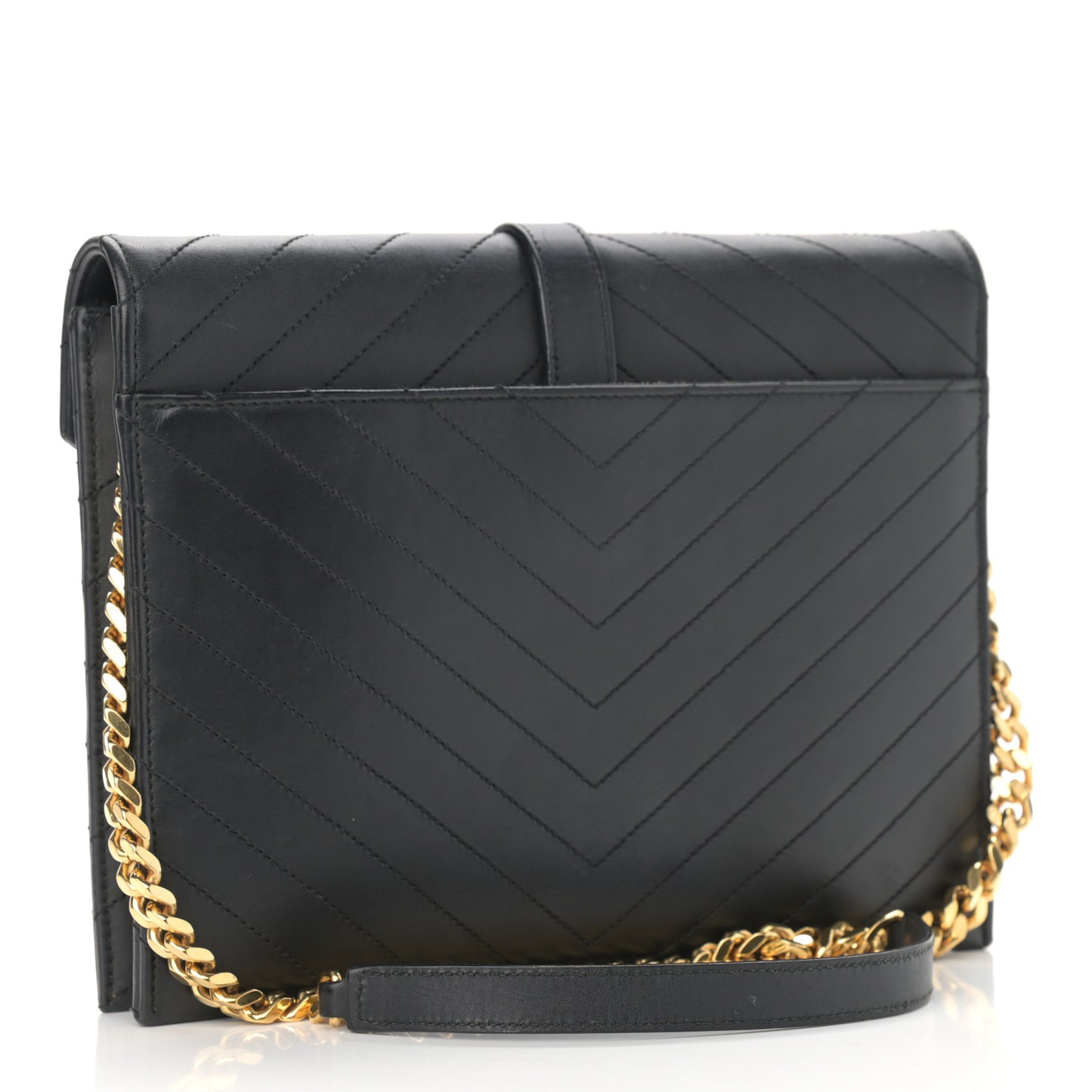 Calfskin Matelasse Chevron Medium Monogram Satchel Black