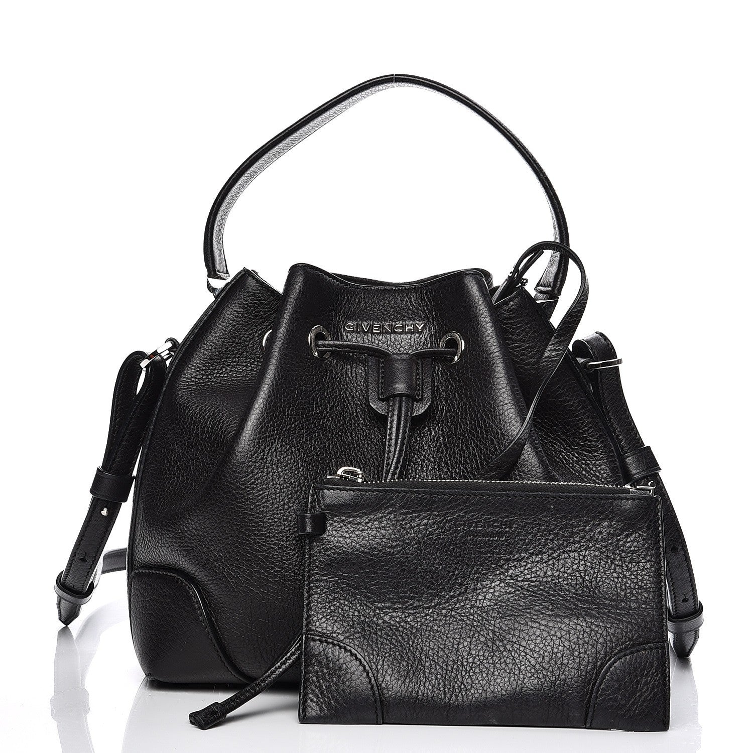 Givenchy Calfskin Small Lucrezia Drawstring Bucket Bag Black 9 of 15