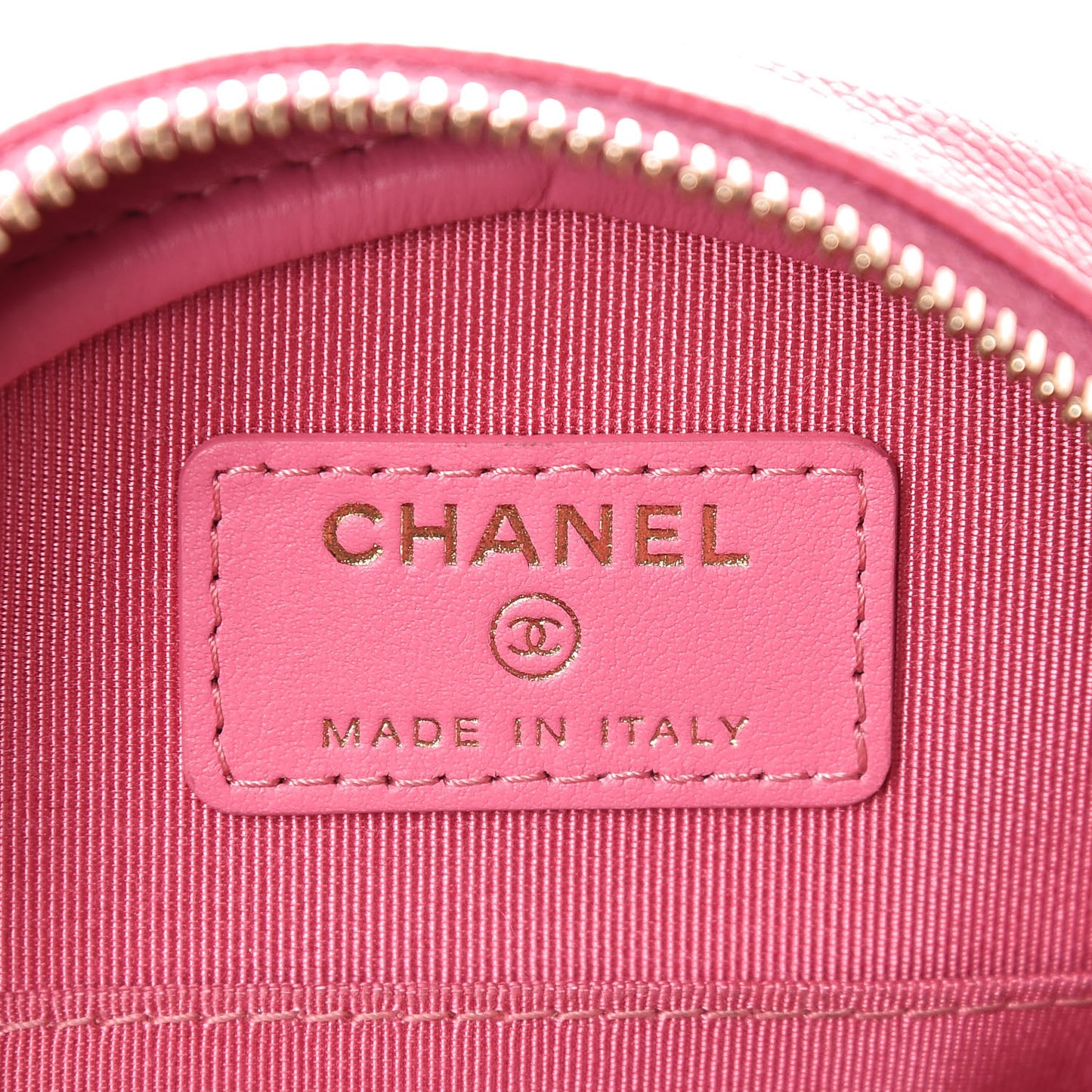 Caviar Quilted Round Clutch With Chain Pink