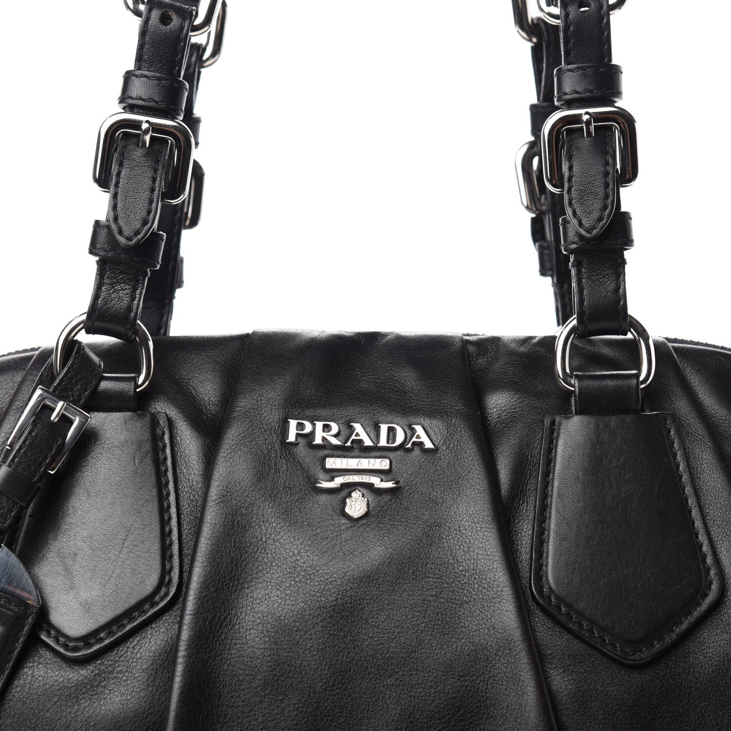 Prada Soft Calf Dome Sachel Black 11 of 11