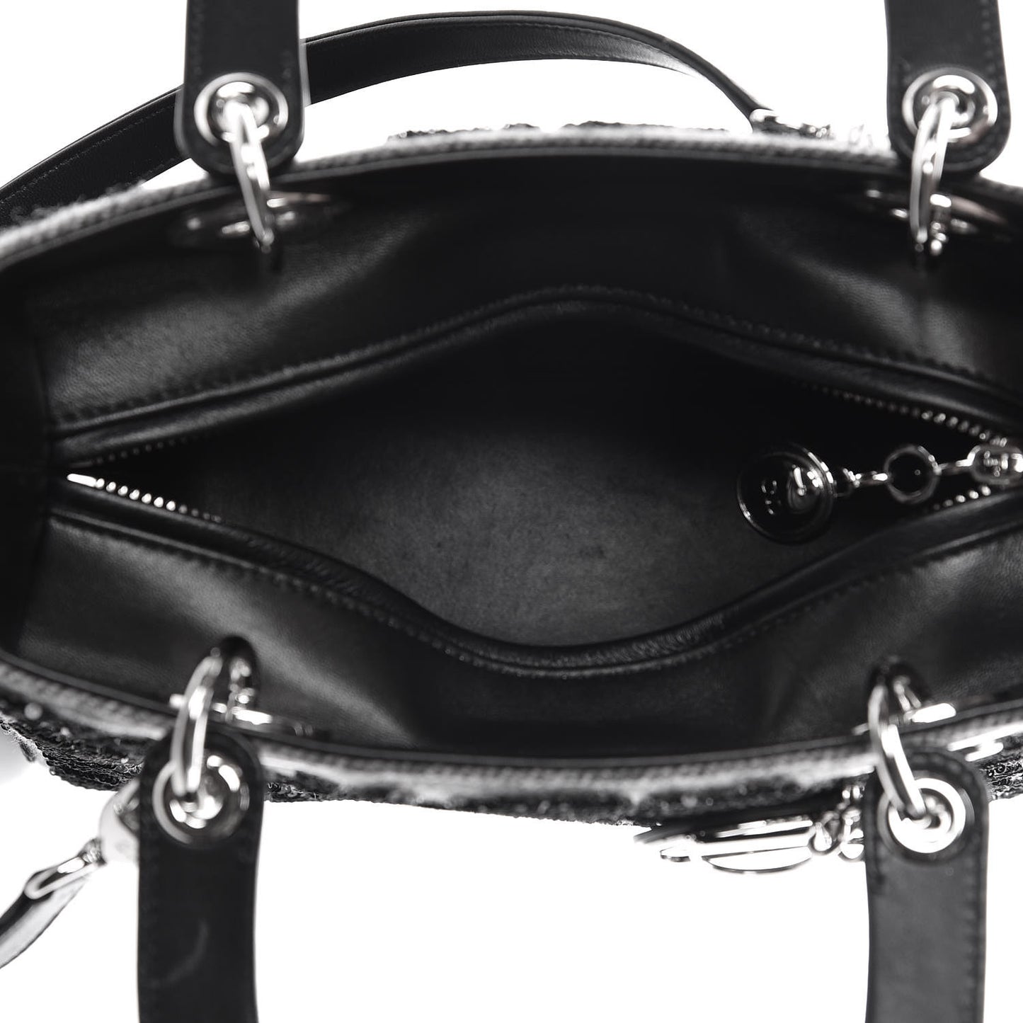 Wool Sequin Embellished Medium Lady Dior Black