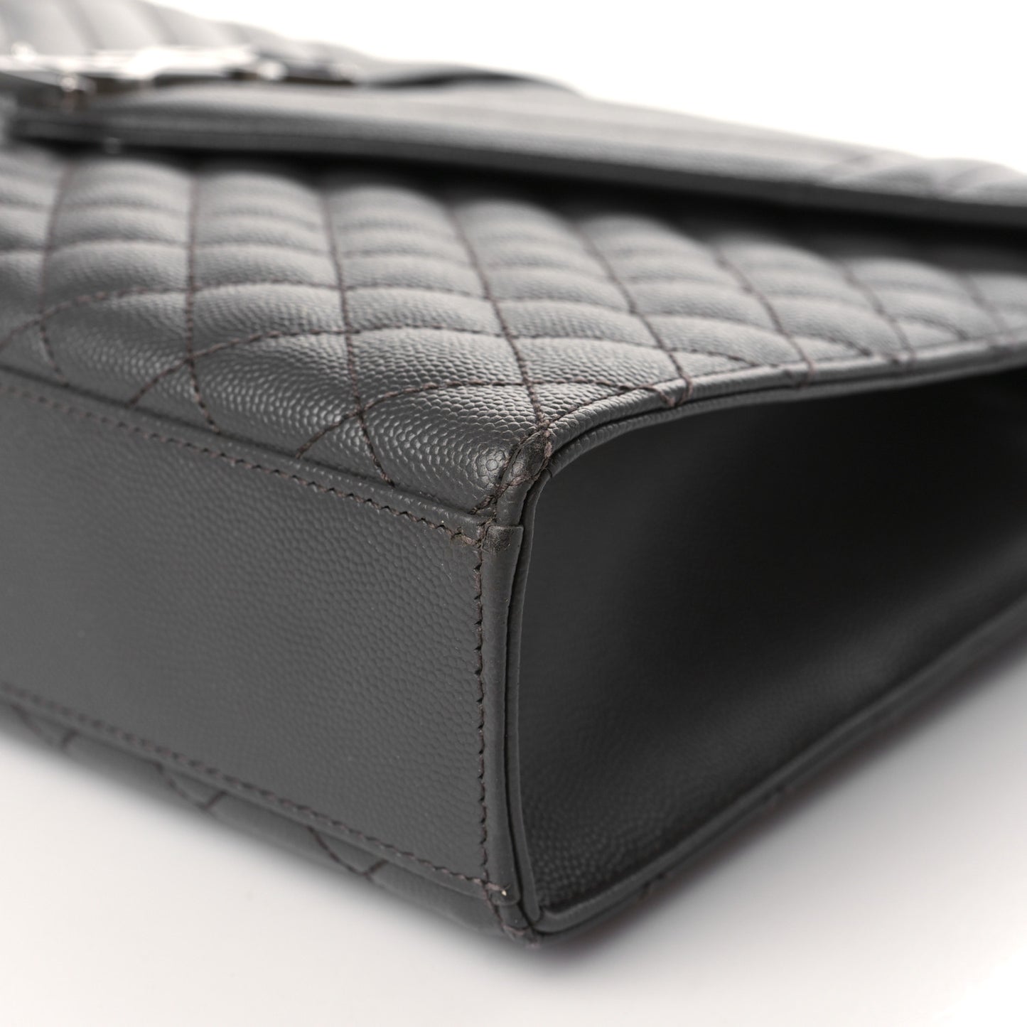 Grain De Poudre Textured Mixed Matelasse Large Triquilt Monogram Satchel Earth