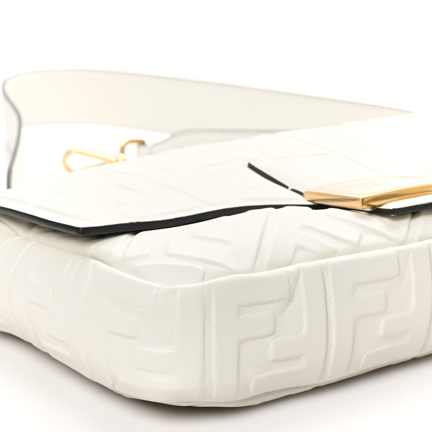 Fendi Nappa FF 1974 Embossed Large Baguette White 9 of 10