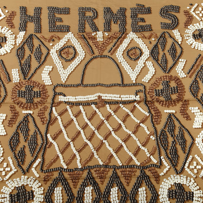 Hermes Silk Twill Kelly En Perles Giant Scarf 140 Camel Taupe Nacre 2 of 5