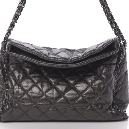 Chanel Metallic Aged Calfskin Quilted Medium Chain Me Hobo Dark Grey 8 of 10