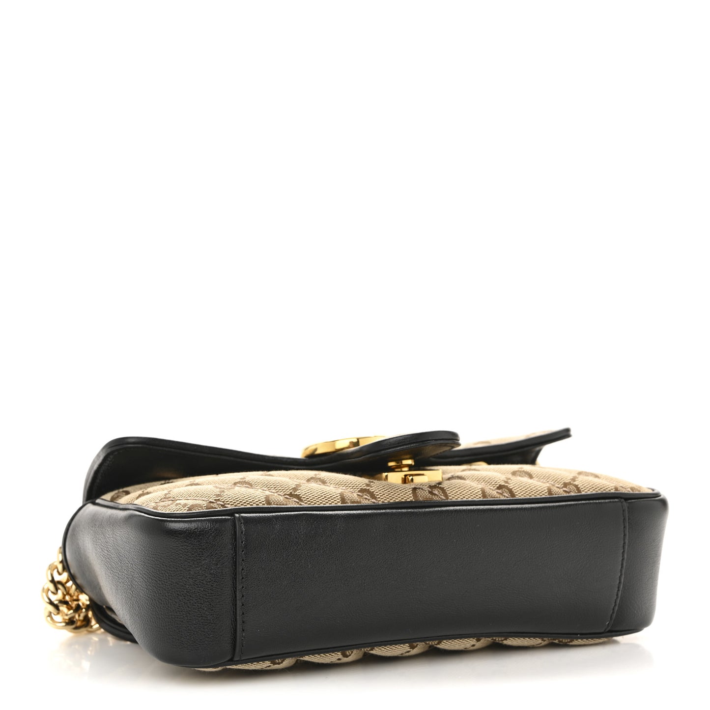 Monogram Matelasse Diagonal Mini GG Marmont Shoulder Bag Beige Black