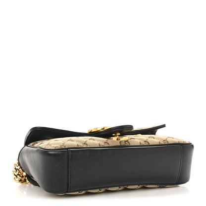 Gucci Monogram Matelasse Diagonal Mini GG Marmont Shoulder Bag Beige Black 4 of 12