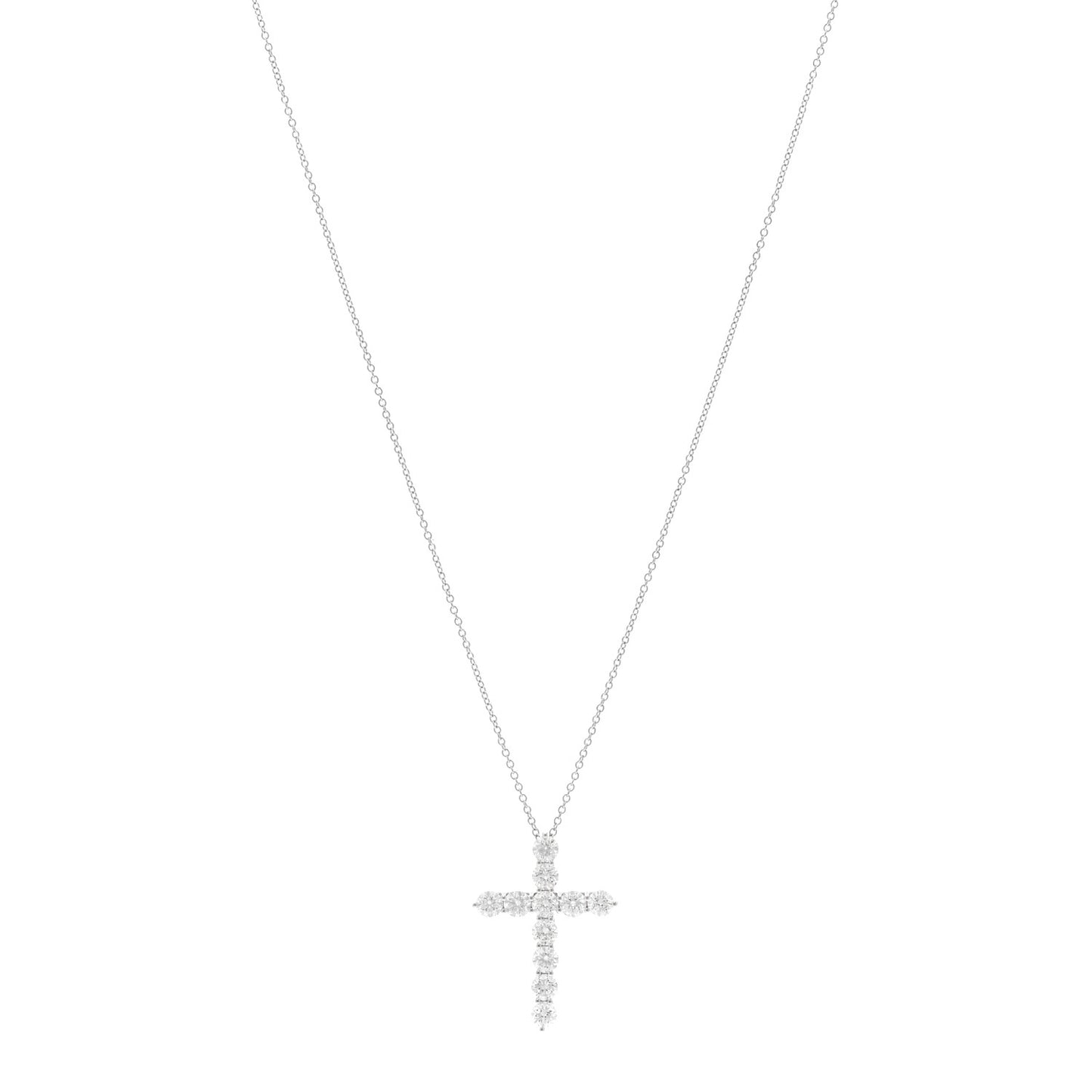 Platinum Diamond Large Cross Pendant Necklace