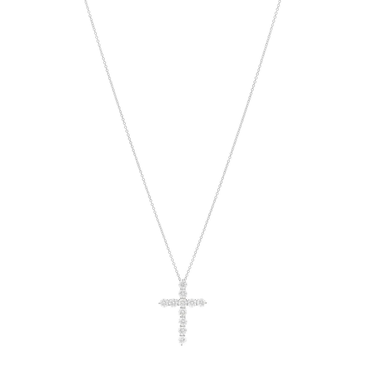 Tiffany Platinum Diamond Large Cross Pendant Necklace 1 of 6