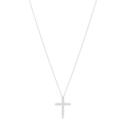 Tiffany Platinum Diamond Large Cross Pendant Necklace 1 of 6