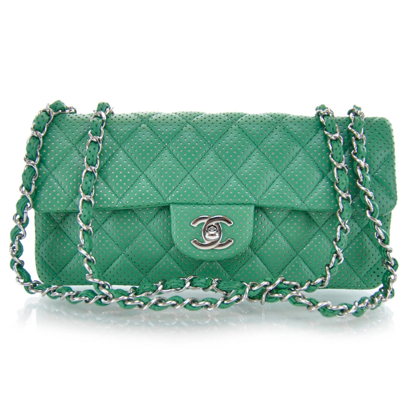 Calfskin Perforated East West Flap Green