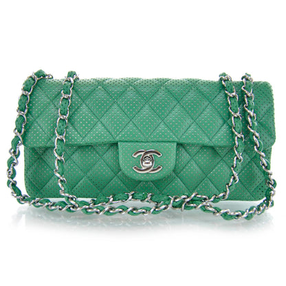 Chanel Calfskin Perforated East West Flap Green 1 of 11