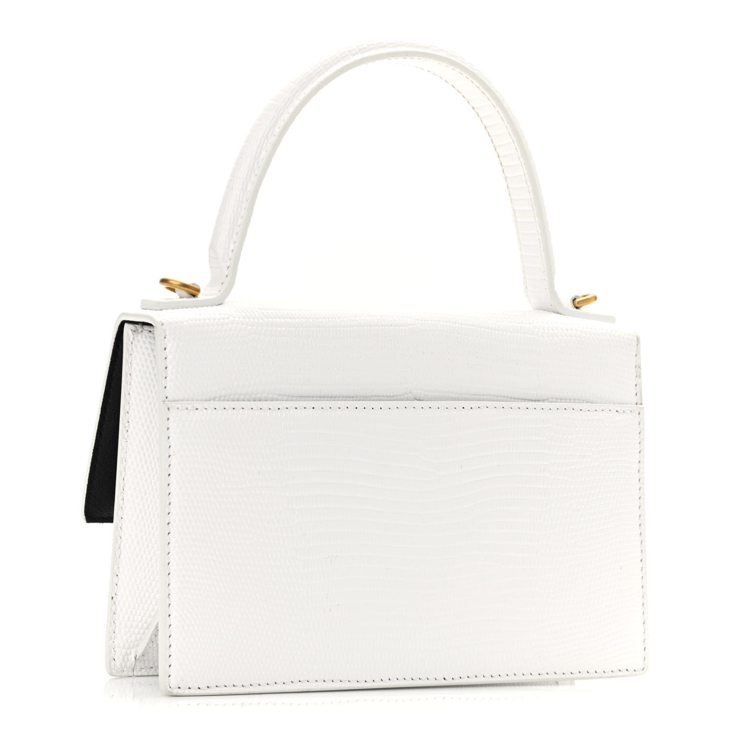 Balenciaga Patent Calfskin Lizard Embossed XS Sharp Top Handle Bag White 3 of 11