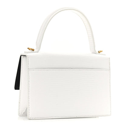 Balenciaga Patent Calfskin Lizard Embossed XS Sharp Top Handle Bag White 3 of 11