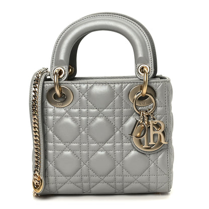 Christian Dior Lambskin Cannage Mini Lady Dior Gray Opaline 1 of 10