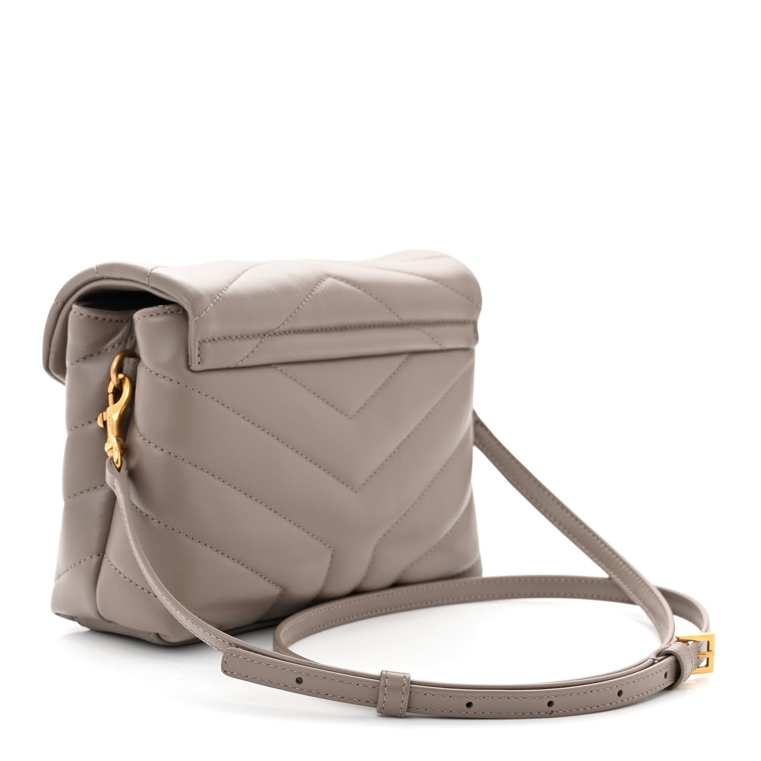 Saint Laurent Calfskin Y Quilted Monogram Toy Loulou Crossbody Bag Taupe 3 of 12