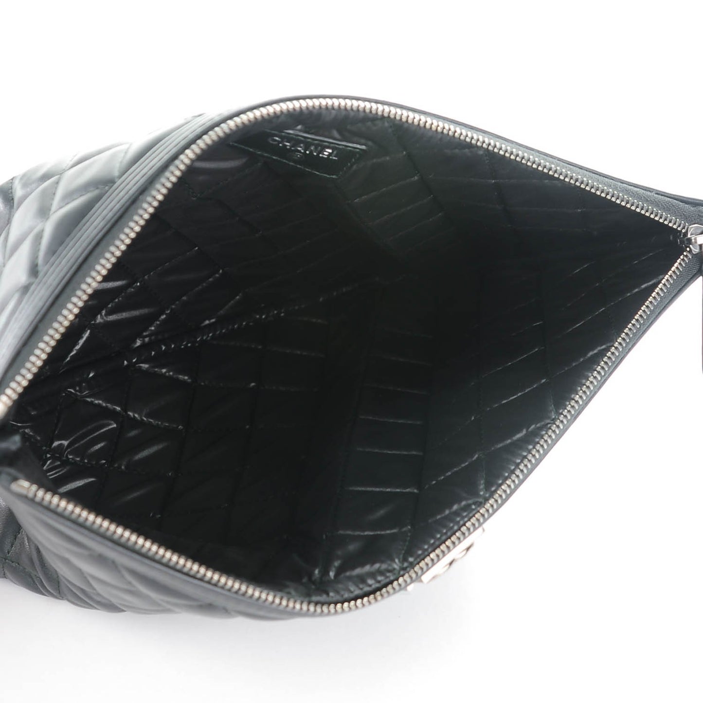 Lambskin Quilted Medium Boy Cosmetic Case Black