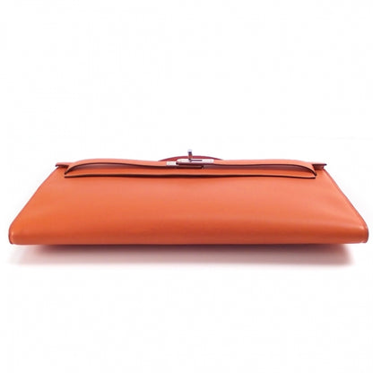 Hermes Box Leather Kelly Cut Clutch Orange 4 of 8