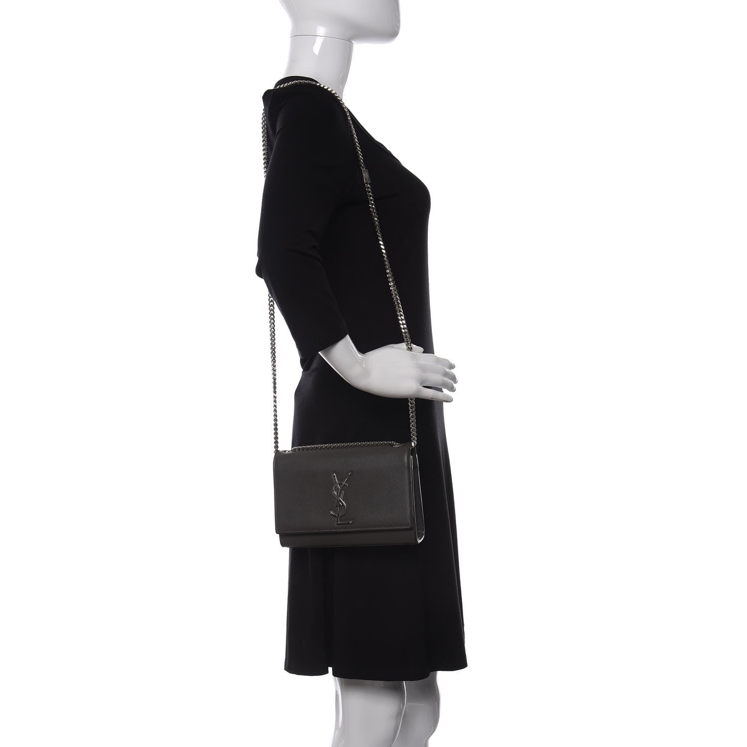 Saint Laurent Grain De Poudre Small Monogram Kate Satchel Storm 2 of 10