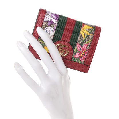 Gucci GG Supreme Monogram Flora Web Ophidia Card Case Red 2 of 7