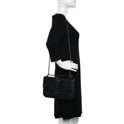Valentino Garavani Vitello Medium Glam Lock Rockstud Flap Black 2 of 12