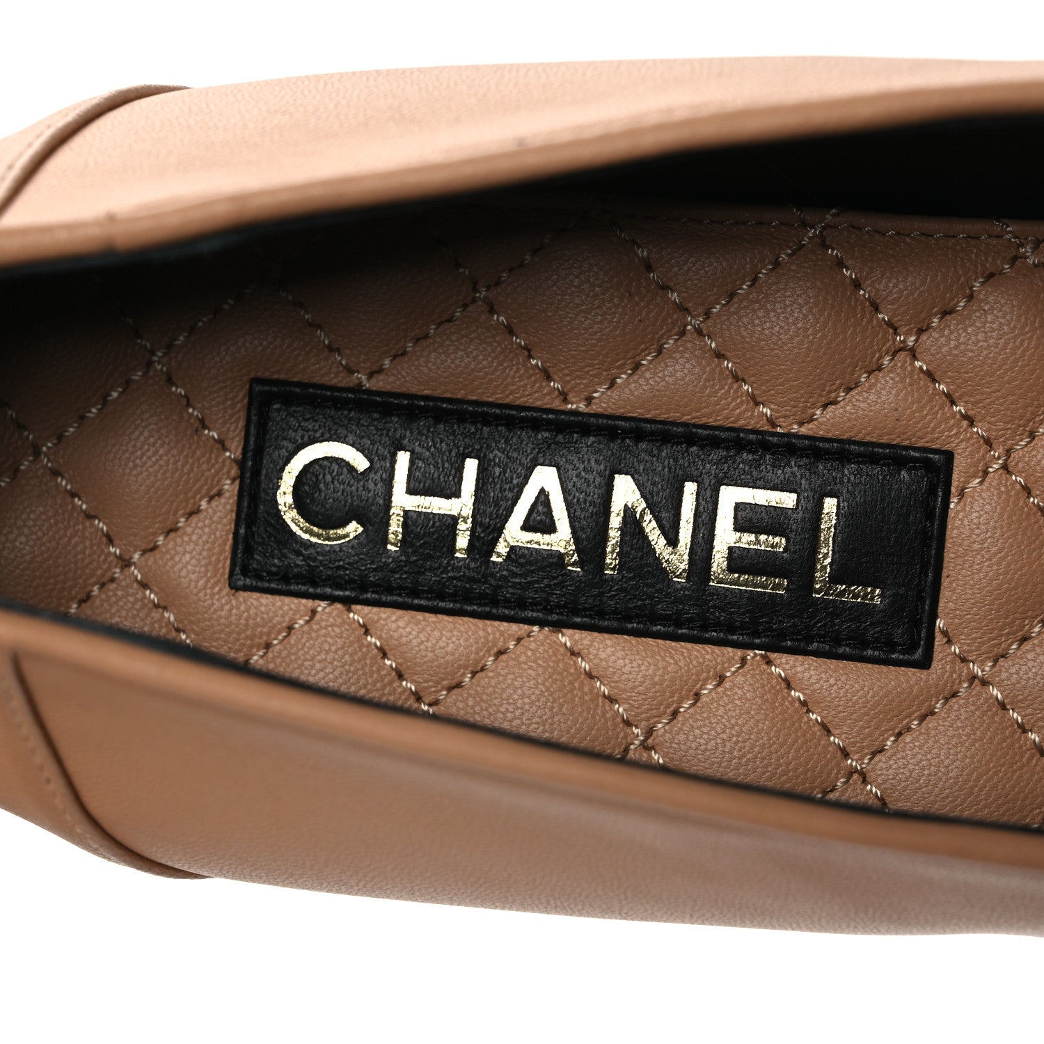 Chanel Lambskin Grosgrain Cap Toe CC Moccasin Loafers 41 Beige Black 8 of 10