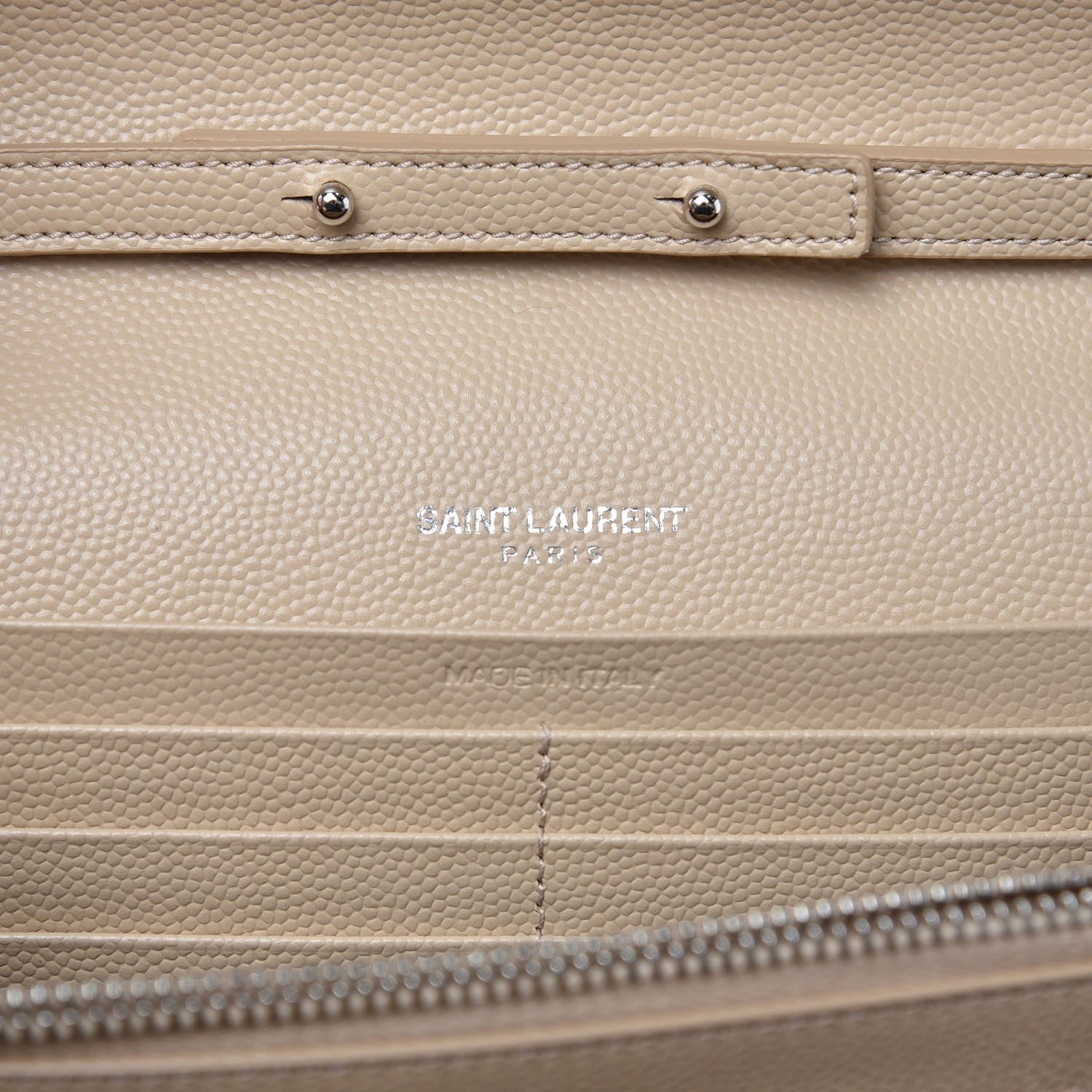 Saint Laurent Grain De Poudre Matelasse Chevron Monogram Chain Wallet Nude Powder 6 of 6