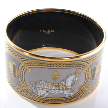Hermes Enamel Printed Grand Apparat Extra Wide Bracelet 65 Light Grey 3 of 5