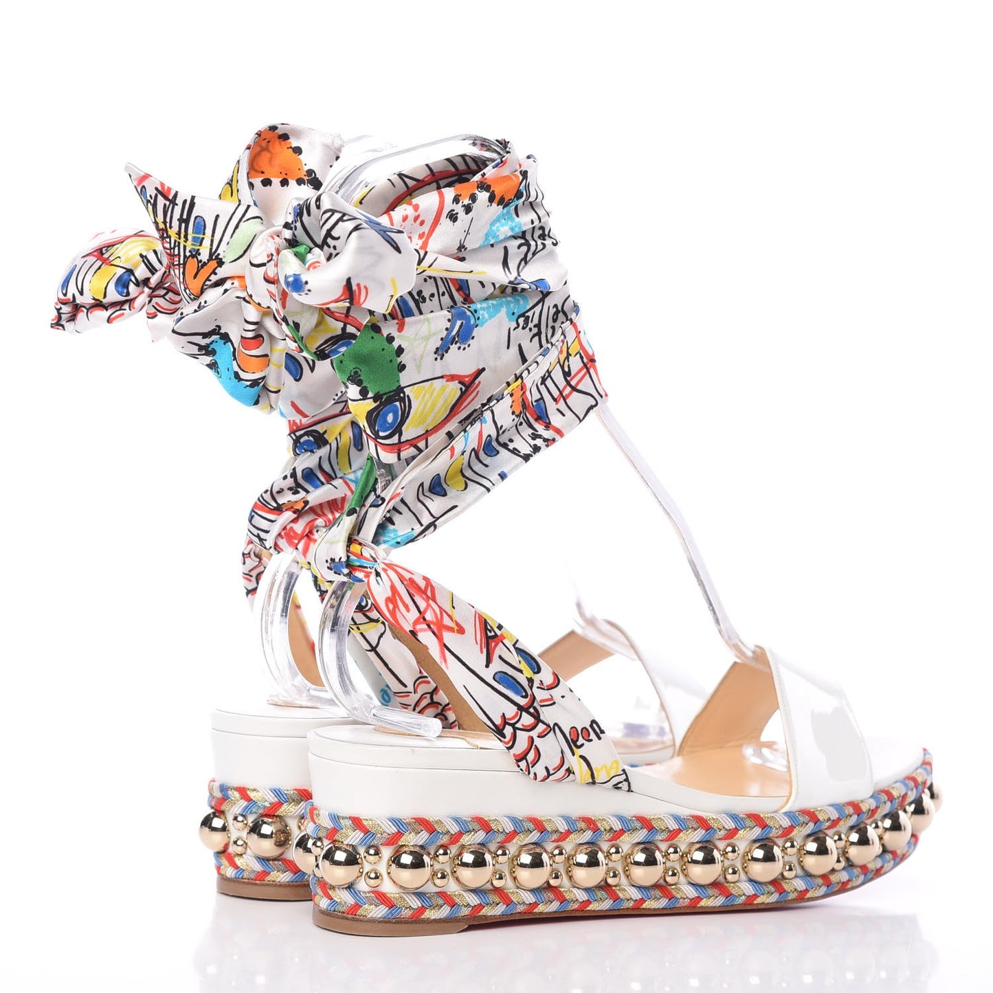 Patent Crepe Satin Levantinana 60 Platform Sandals 38 Version White