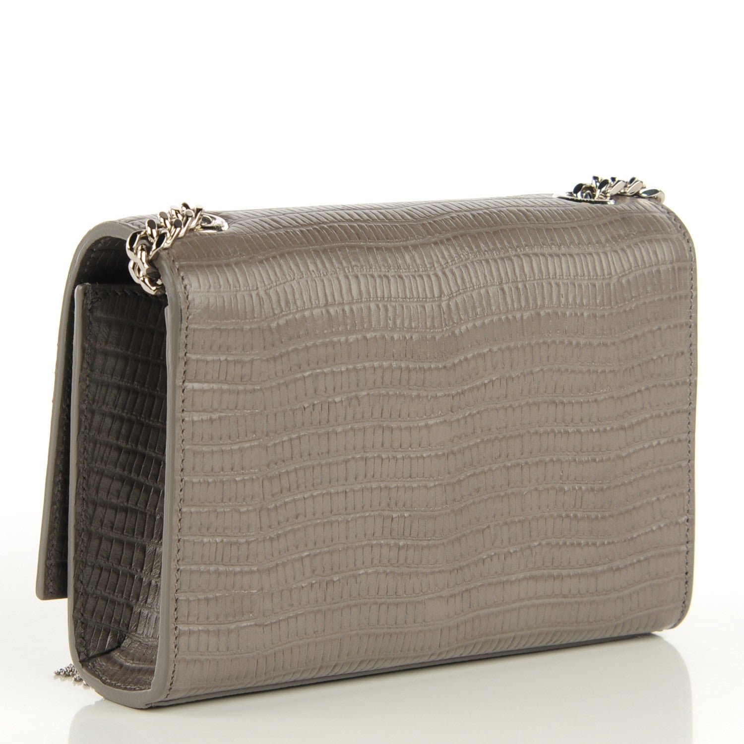 Saint Laurent Lizard Calfskin Embossed Small Classic Monogram Kate Tassel Satchel Fog 3 of 7