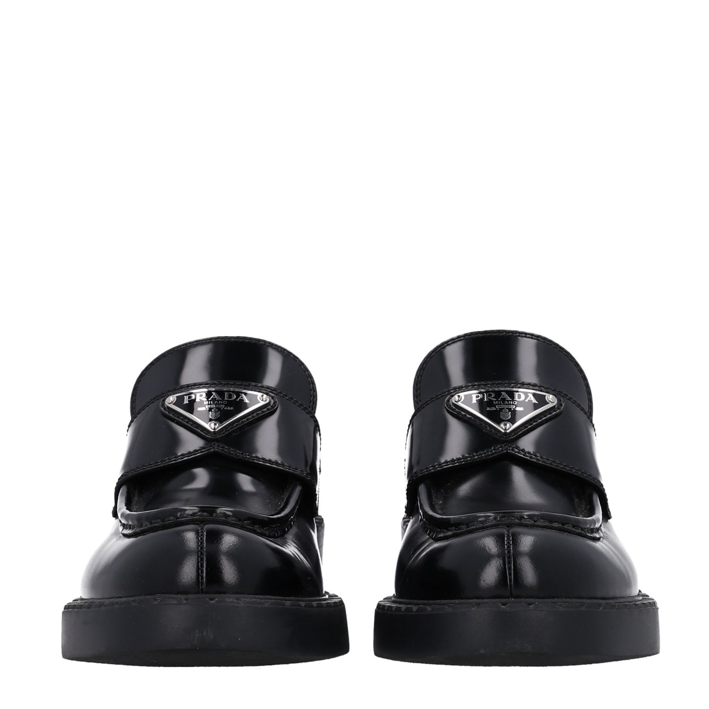 Spazzolato Metal Triangle Logo 50mm Loafers 36 Black