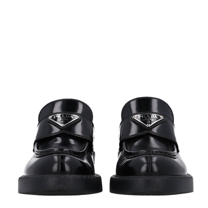 Prada Spazzolato Metal Triangle Logo 50mm Loafers 36 Black 3 of 11
