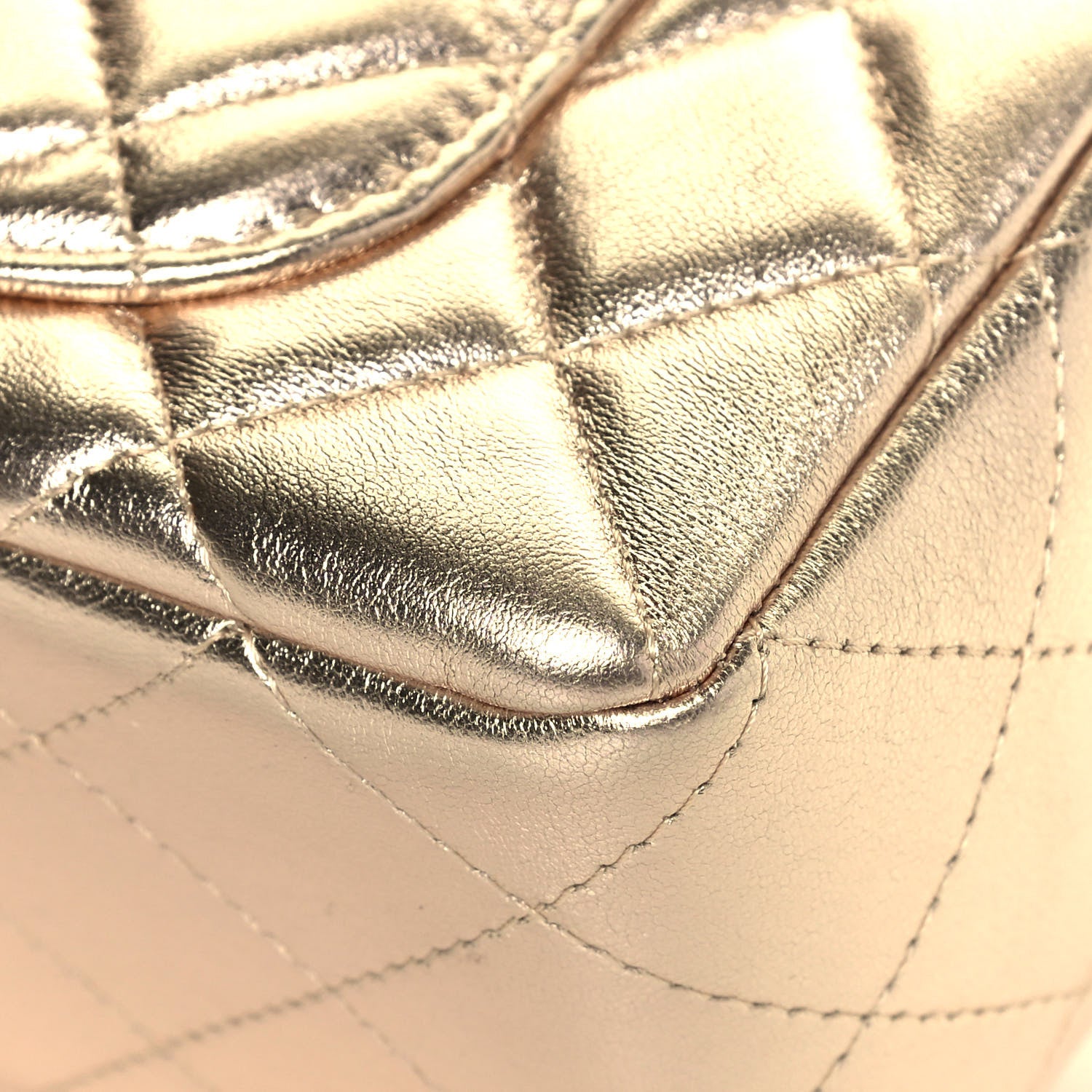 Chanel Metallic Lambskin Quilted Mini Rectangular Flap Gold Black 12 of 14