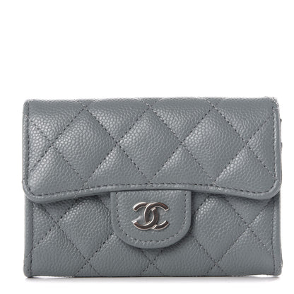Chanel Caviar Quilted Flap Card Holder Wallet Dark Grey 1 of 8
