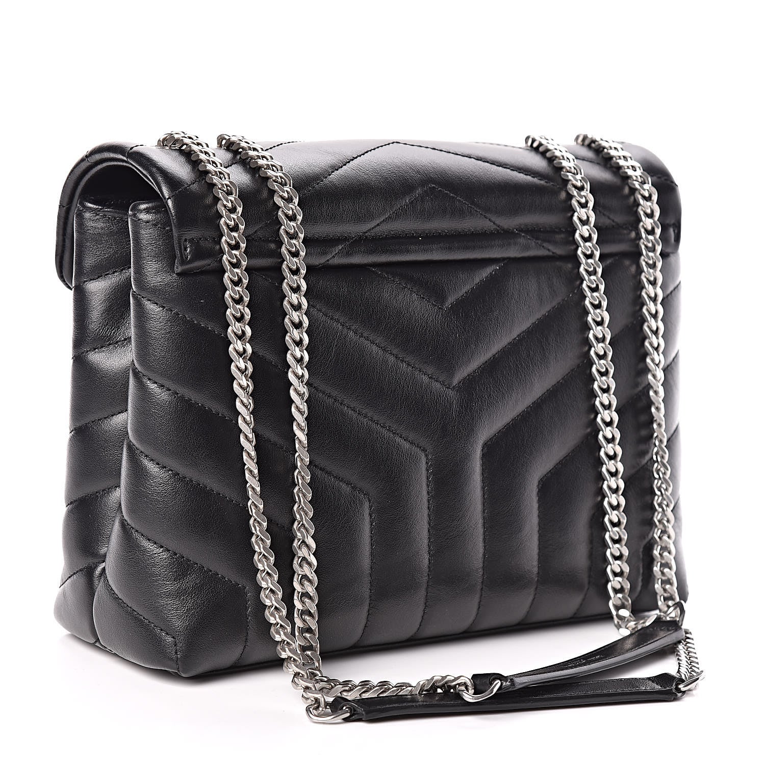 Saint Laurent Calfskin Y Quilted Monogram Small Loulou Chain Satchel Black 3 of 10
