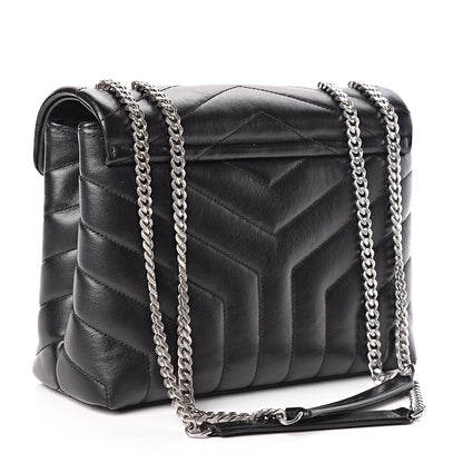 Saint Laurent Calfskin Y Quilted Monogram Small Loulou Chain Satchel Black 3 of 10