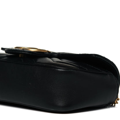 Gucci Calfskin Matelasse Super Mini GG Marmont Shoulder Bag Black 9 of 11