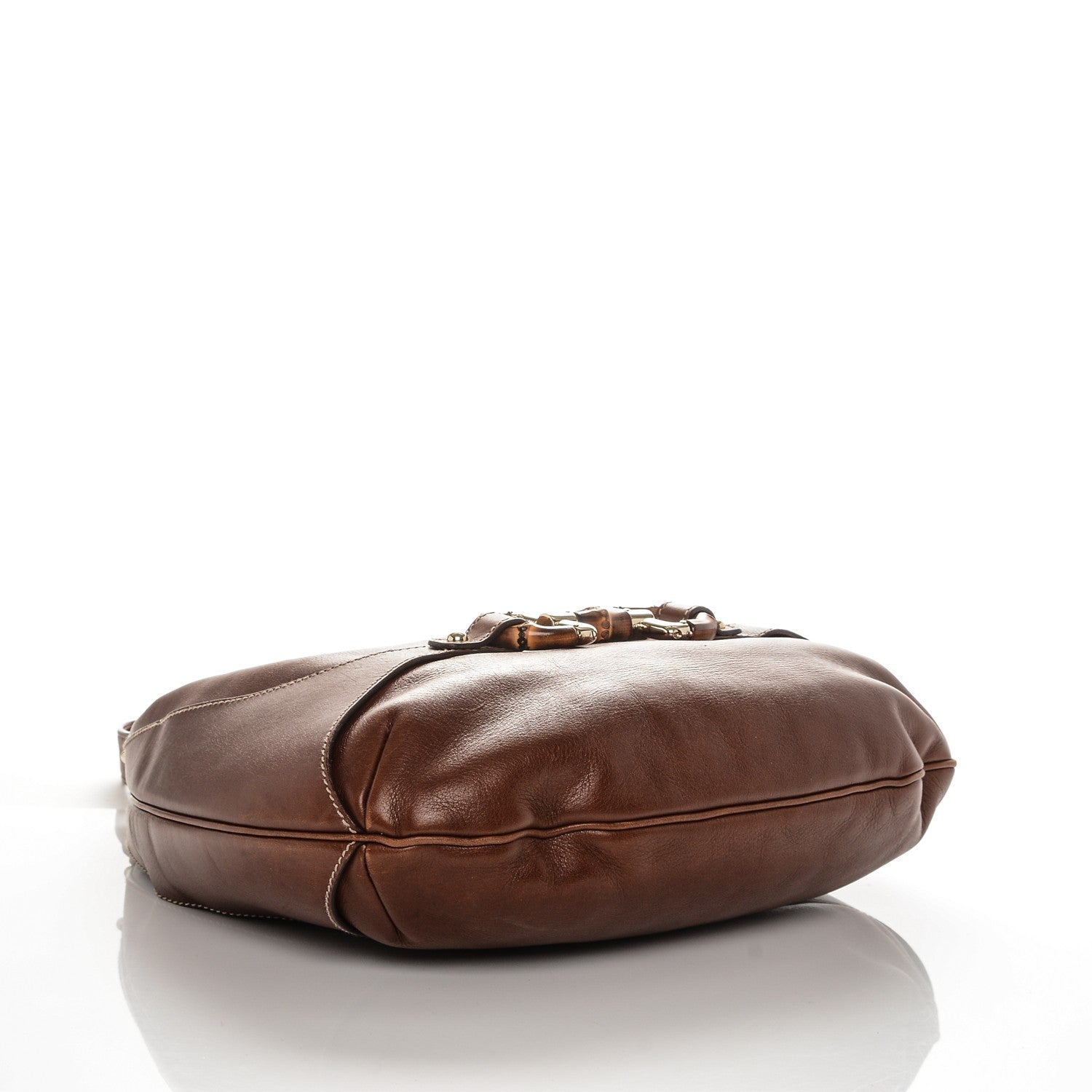 Gucci Calfskin Bamboo Horsebit Hobo Brown 4 of 9