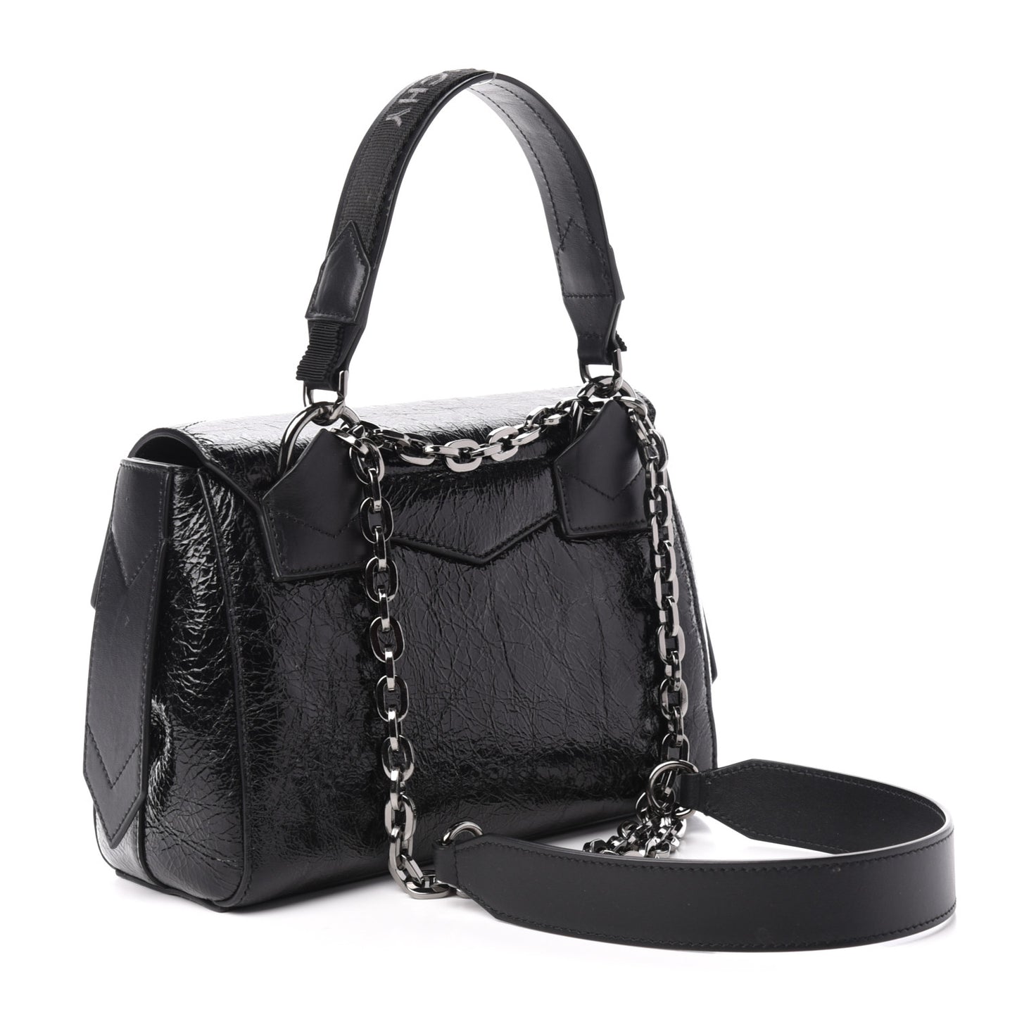 Creased Patent Calfskin Small ID Flap Black