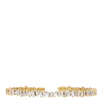 Suzanne Kalan 18K Yellow Gold Diamond Fireworks Classic Baguette Bangle Bracelet 1 of 3