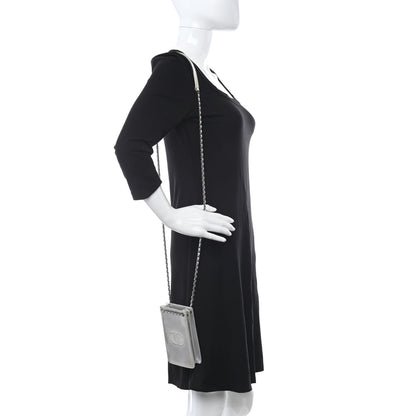 Chanel Metallic Patent Crossbody CC Phone Holder Silver 2 of 12