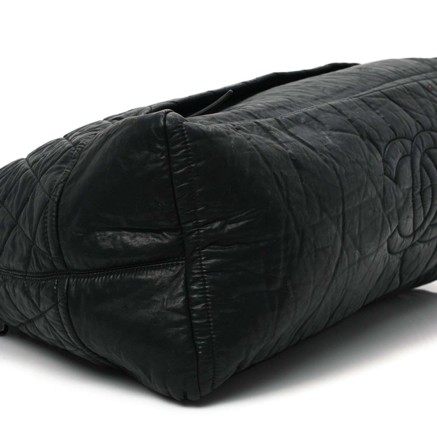 Chanel Coated Canvas Quilted Large Garment Travel Bag Black 8 of 12