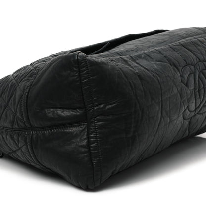 Chanel Coated Canvas Quilted Large Garment Travel Bag Black 8 of 12