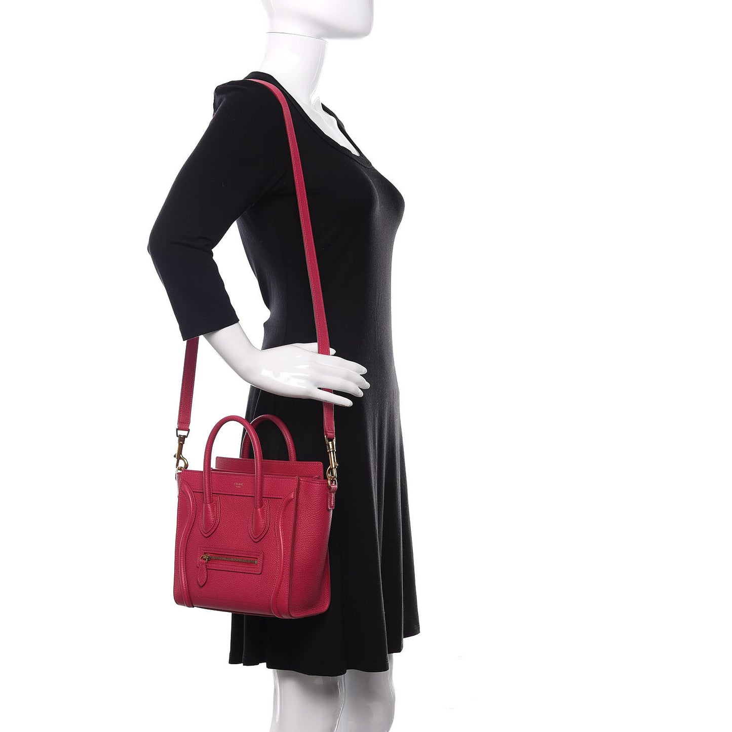 Drummed Calfskin Nano Luggage Fuchsia