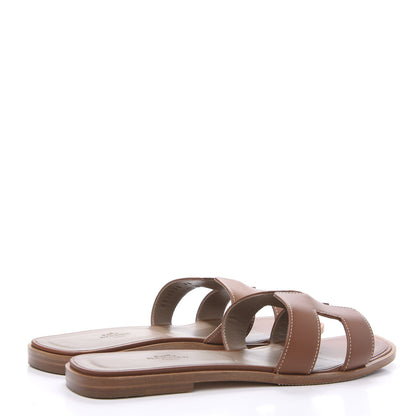 Hermes Box Calfskin Oran Sandals 40 Gold 4 of 11