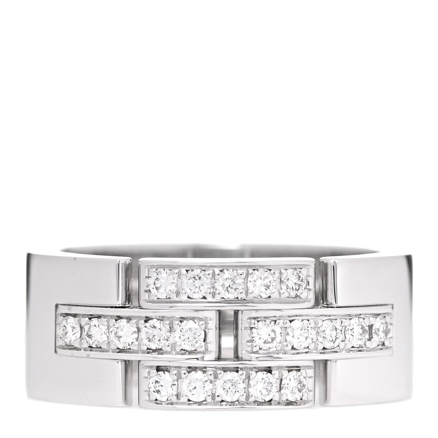 18K White Gold Diamond Maillon Panthere Ring 53 6.5